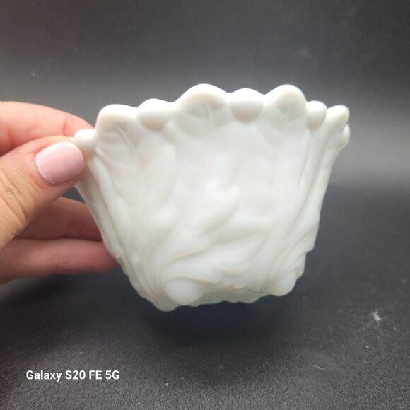 Vintage 1970’s Wild Rose White Milk Glass Candle Holder - Picture 1 of 10